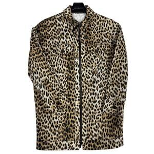 Longchamp Animal Print Zip Shirt Jacket Cotton NWOT Authentic M/L